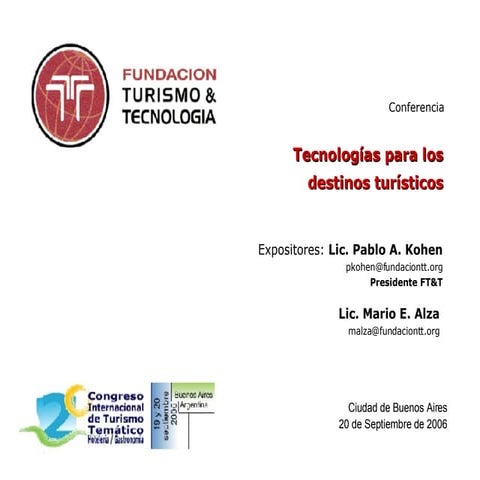 Tecnologias para los Destinos Turisticos