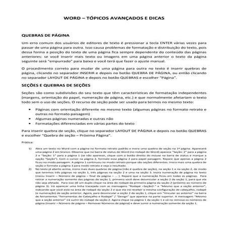 Word - topicos avancados e dicas