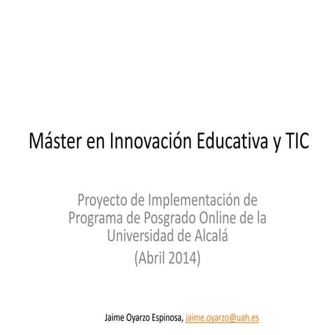 Máster en Innovación Educativa y TIC, Universidad de Alcalá