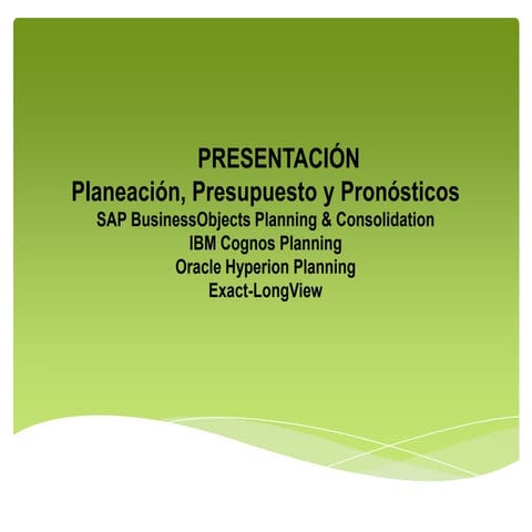 Tecnologia - Planeación, Presupuesto y Pronósticos