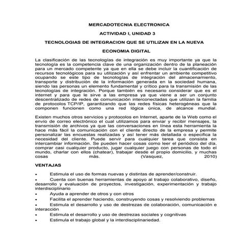 Tecnologias de integracion que se utilizan en la nueva economia digital