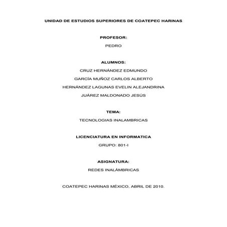 Tecnologias inalambricas