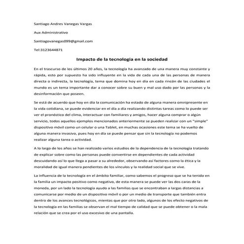 El impacto de la tecnología en la sociedad | PPTX