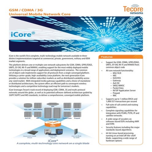 Tecore networks universalmobilenetworkcoregsmcdma3g