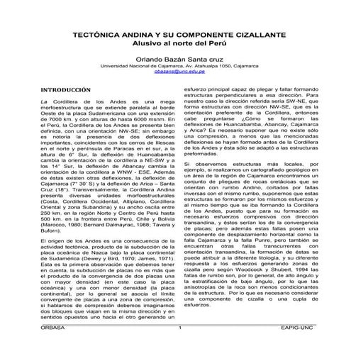 Tectonica andina y su componente cizallante