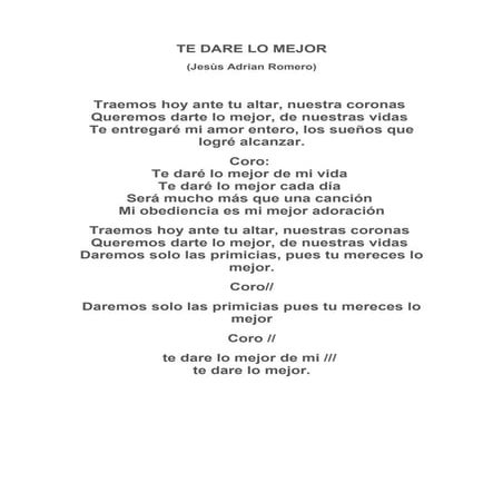 Te dare lo mejor - Adrian Romero - Letras