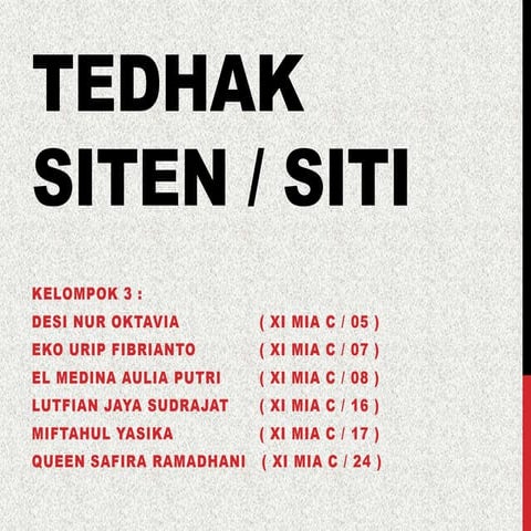 Budaya Jawa Tedhak Siten/Siti/Mudun Lemah