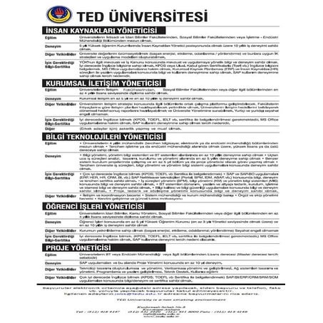 TED Üniversitesi İş İlanı