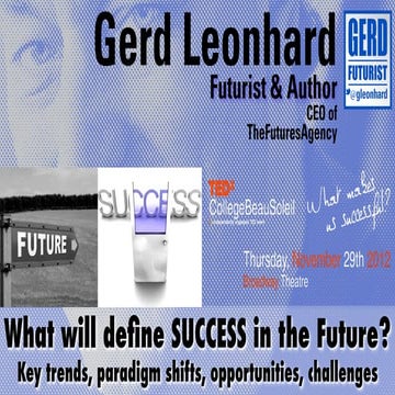 Future Success: TedX Beausoleil Gerd Leonhard Futurist Speaker