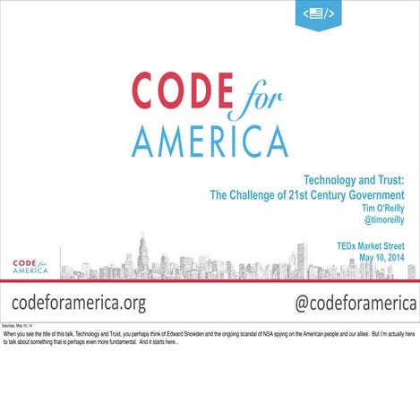 Technology and Trust: The Challenge of 21st Century Government