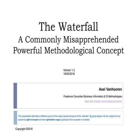The waterfall, a commonly misapprehended methodological concept