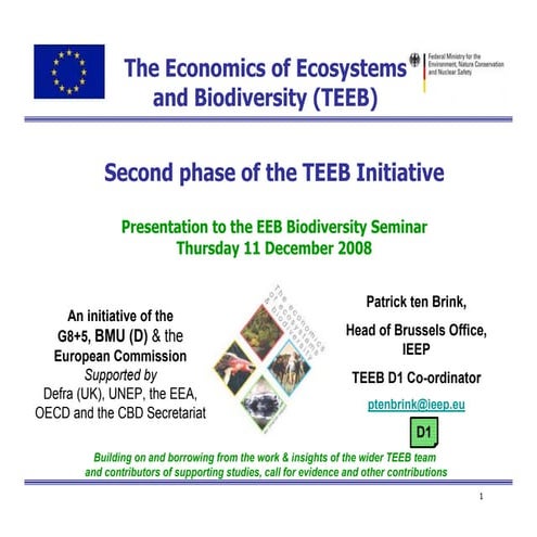 TEEB Phase 2 Introduction by Patrick ten Brink of IEEP at the EEB Biodiversit...