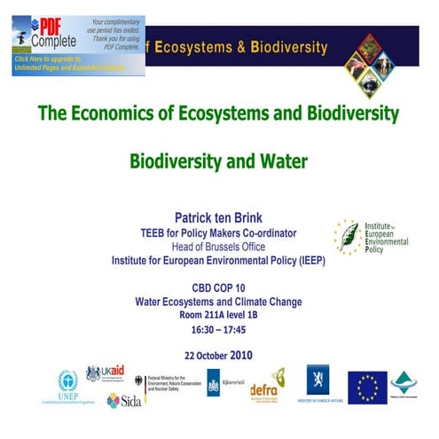 TEEB biodiversity and Water Patrick ten Brink of IEEP presentation at water d...
