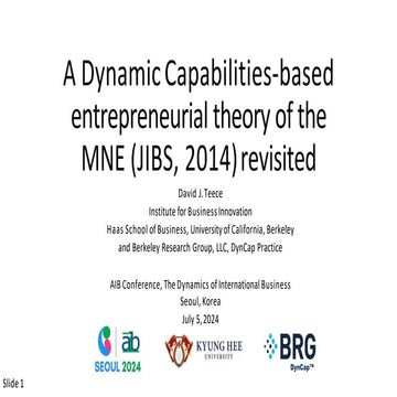 A Dynamic Capabilities-based entrepreneurial theory of the MNE (JIBS 2014) re...