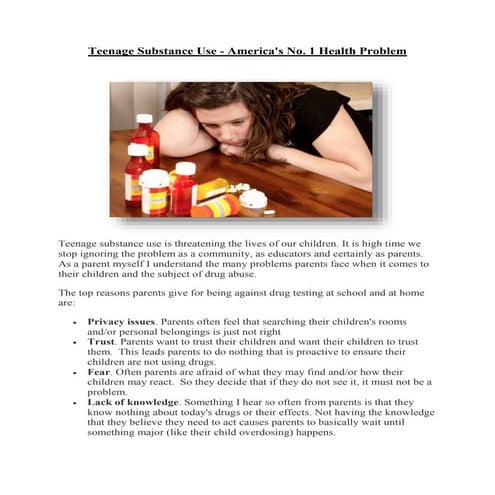 Teenage substance use america's no. 1 health problem | DOCX