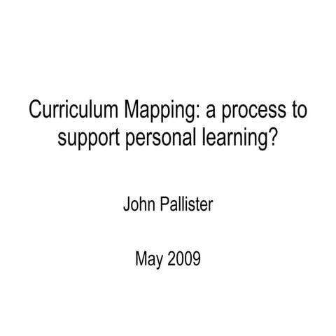 Web-based curriculum mapping and personalised learning