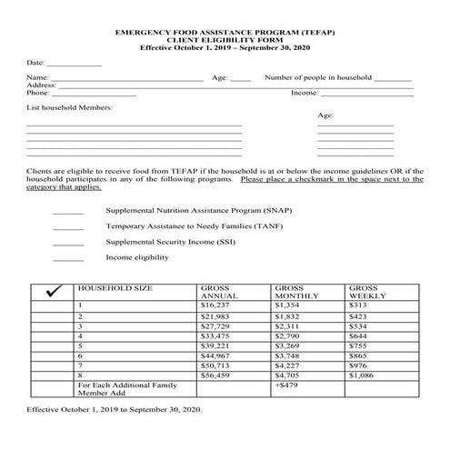 Tefap client elig-10:2019-9:2020