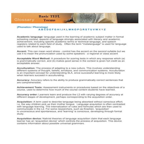 TEFL Glossary