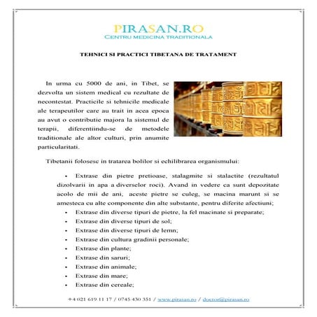 Tehnici si practici tibetane de tratament