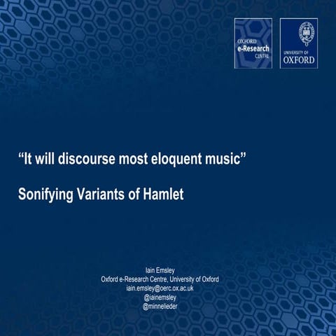 "It will discourse most eloquent music": Sonify Variants of Hamlet