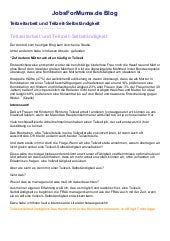 Teilzeitarbeit Und Teilzeit Selbständigkeit - 