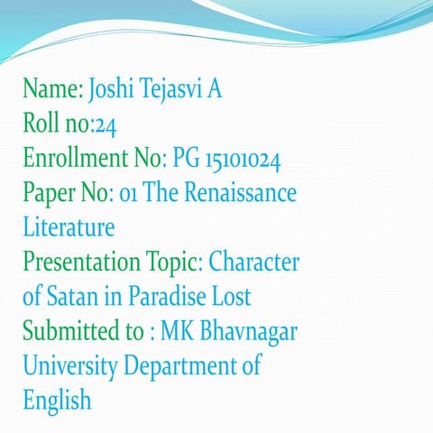 Character  of  Satan in  Paradise  Lost