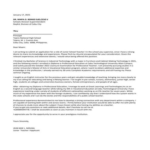 TEJERO NIGHT JUNIOR HIGH SCHOOL APPLICATION  FOR DEMO