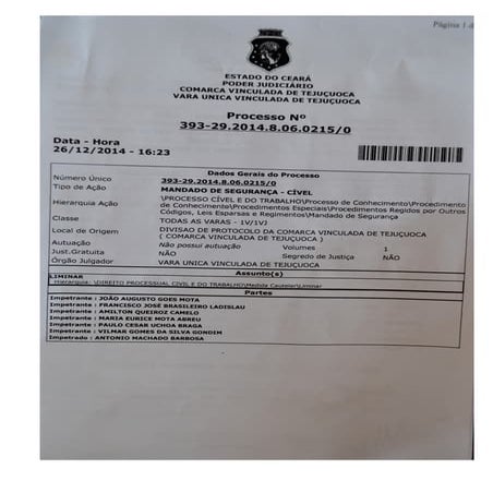 Eleição da Camara de Tejuçuoca