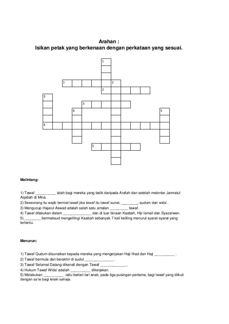 Jawapan Teka Silang Kata Bahasa Melayu Tingkatan 3 – Buku Teks