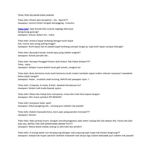 Teka teki kelakar dan lawak