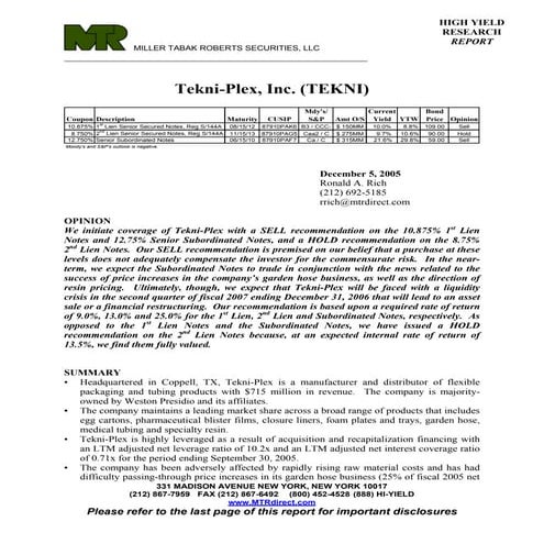 Tekni Plex 051205 | PDF