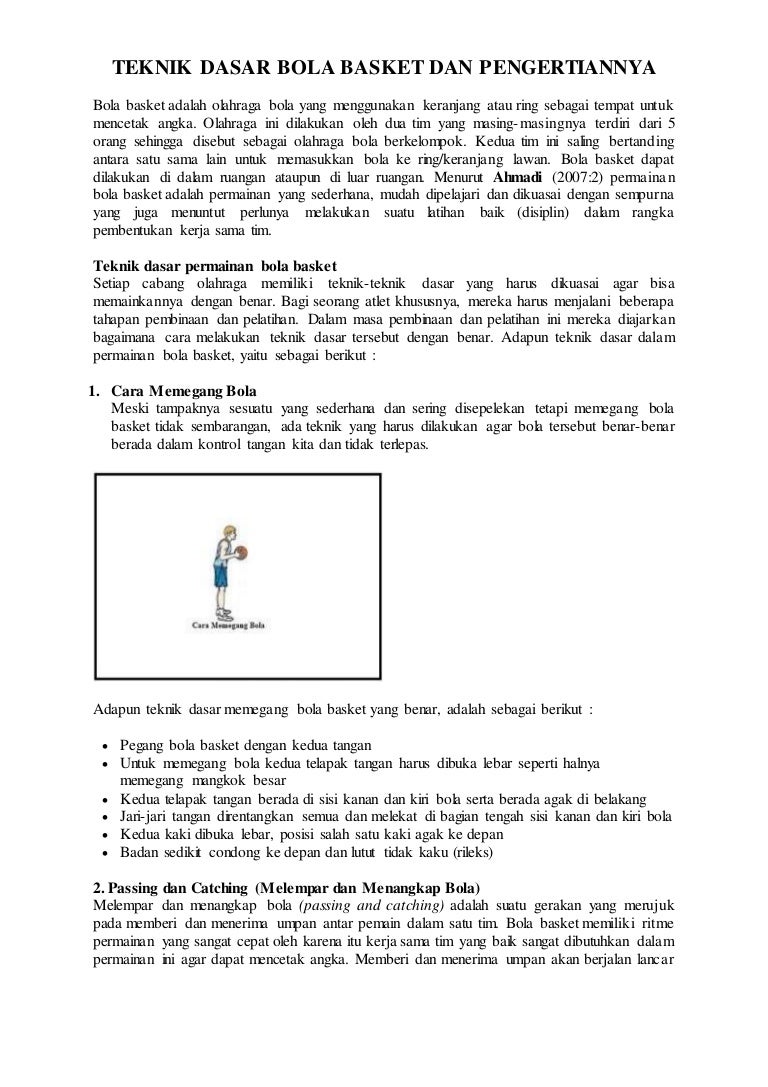 Teknik dasar bola basket dan pengertiannya