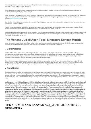 TEKNIK MENANG BANYAK %,(_-&./ DI AGEN TOGEL SINGAPURA
