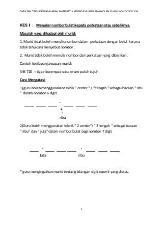 Teknik  pengajaran dan pembelajaran matematik tahap 2