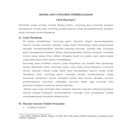 Teknik penyajian materi dalam kelas