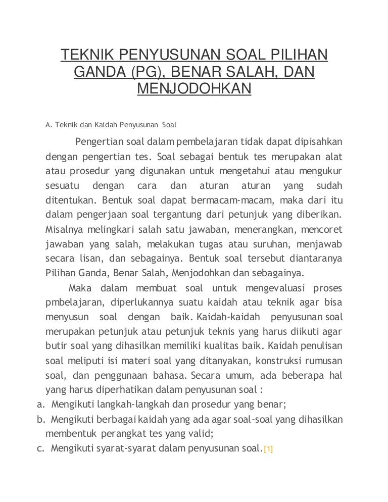 Teknik Penyusunan Soal Pilihan Ganda