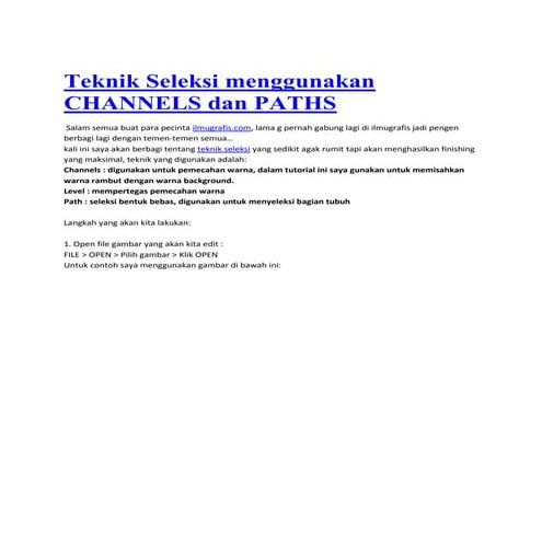 Teknik seleksi menggunakan channels dan paths