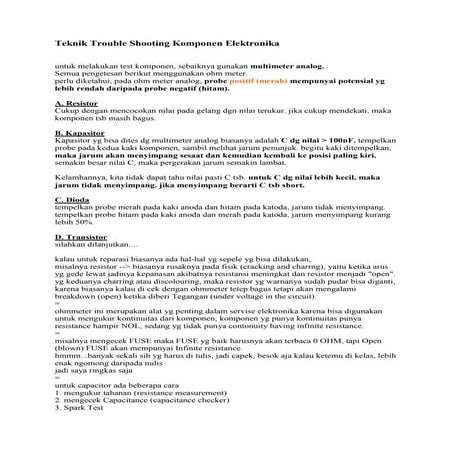 Teknik trouble shooting komponen elektronika