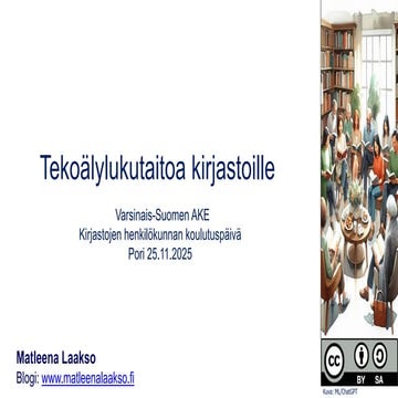 Tekoälylukutaitoa kirjastoille  25.11.25