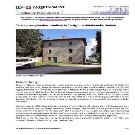 Te Koop Landhuis in Catiglione Aldobrando Umbrie