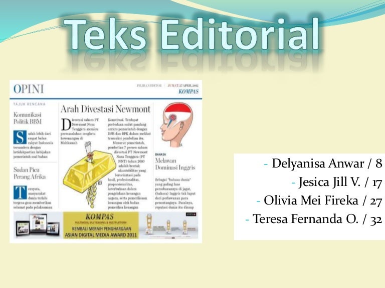 Tugas Kelompok Bahasa Indonesia Teks Editorial Kelas XII IPS
