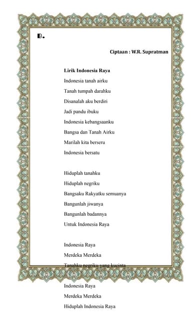 Lirik lagu kebangsaan indonesia raya | PDF