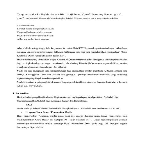 Teks majlis khatam 2014