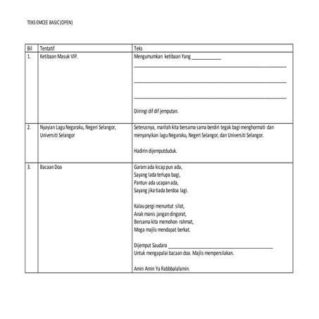 2013-2015, UNISEL : TEKS EMCEE BARU MTS