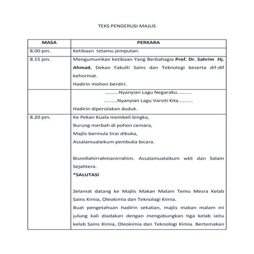 Teks pengacara majlis formal