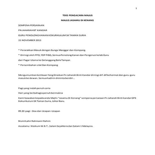 Teks pengacara majlis persaraan pn jaharah