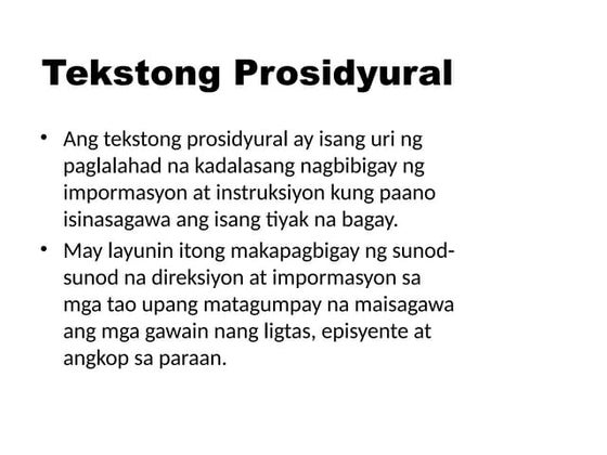 Komunikasyon at Pananaliksik: Tekstong Prosidyural | PPT
