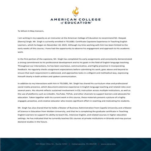 TEL5081 Certificate Capstone Experience in Teaching English Learners ...