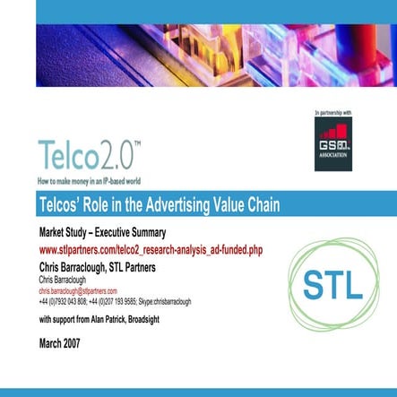 Telco 2.0 Report Summary:  Telcos' Role in Advertising Value Chain