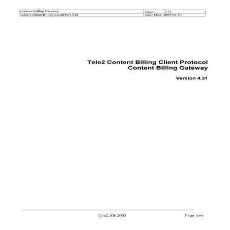 Tele2 Content Billing Client Protocol V4.31